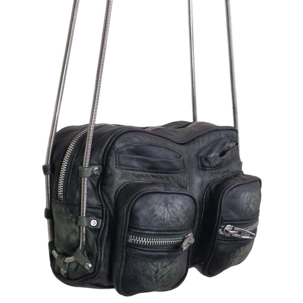 Custom Dyed Alexander Wang Brenda Green Black Leather Chain Crossbody Bag